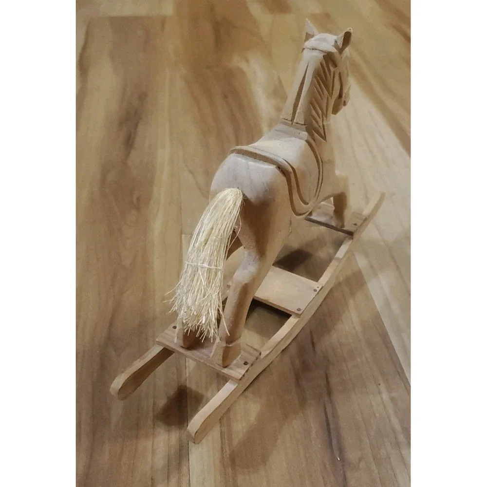 Vintage Handmade Wood Table Rocking Horse 10